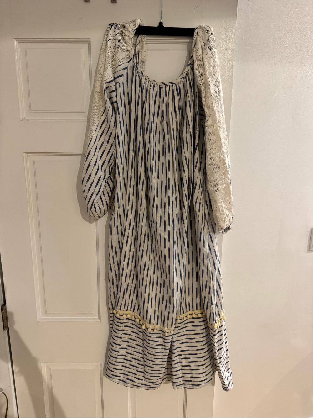 Women’s Cream and Navy Patterned Maxi Dress